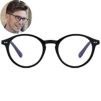 Blue Light Filter Computer Glasses for Blocking UV Headache Anti Eye Eyestrain Vintage Round Frame Eyeglasses Transparent Lens Gaming Glasses Unisex (Men/Women) (Black)