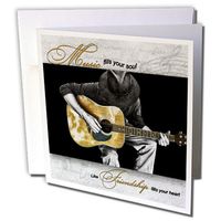 3dRose Music Fills Your Soul Guitar Musician - Greeting Cards, 6 x 6 inches, set of 12 (gc_40705_2)