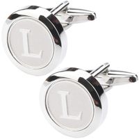 Dannyshi Mens Classic Stainless Steel Initial Cufflinks 26 Alphabet Initial Letter Cufflinks Business Wedding Shirts A-Z (L)