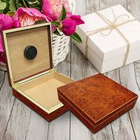 Luxurious Personalized 20 Count Burl Cigar Humidor with Humidifier