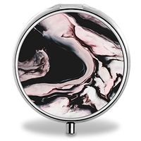 Marble Pill Case, Round Stainless Drug Organizer Container Medicine Cover for Pocket Daily&Weekly