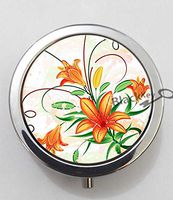 BlackKey Lily Flowers 3-Compartment Decorative Pocket Gift Box Case Organizer for Pill, Color 1 -1545