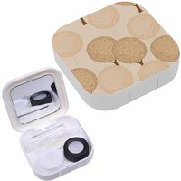 Portable Contact Lens Case Box Travel Kit Mirror + Bottle + Tweezers Container Holder [ Spherical Crowns Trees ]
