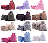 Sansam 24pcs 13.0x17.0cm/5.2''x6.8'' 12 Colors Mixed Drawstring and Lining Burlap Bags Hemp/Hessian Bags, Jewelry Pouches, Wedding Favors, Jewelry Packing, Gift Bags