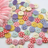 mahaohao 100pcs Mixed Wooden Buttons in Bulk Buttons for Crafts Button Round Colorful Painting Buttons Bu-91