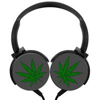 Weed Leaf Wired Stereo Headphone Noise Cancelling Over Ear Portable Headset Earphone Earpiece