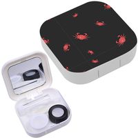 Portable Contact Lens Case Box Travel Kit Mirror + Bottle + Tweezers Container Holder [ Red Crabs ]