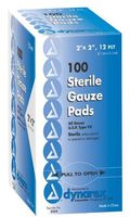 Dynarex Sterile Gauze Pads, 2" x 2", 12 ply, 3 Boxes of 100