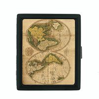 Perfection In Style Metal Cigarette Case Vintage World Maps Design 008