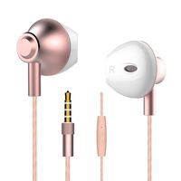 Personalized Rose Gold Earbuds,Langsdom F9 Headphones Powerful Bass Remote Control with Microphone Samsung, Android,MP3 & MP4 Players (Woman,Case)