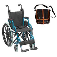 Drive Wallaby Pediatric Folding Wheelchair, 14", Jet Fighter Blue & Free Black Medical Utility Bag with Trim! - #WB1400-2GJB