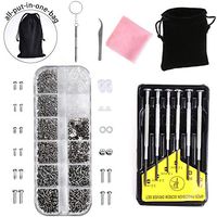 YIZUNNU 1100pcs Eyeglasses Sunglass Spectacles Tiny Screws Nut Kit & Silicone Nose Pads Assortment Repair Tool Set with Tweezer Micro Screwdriver