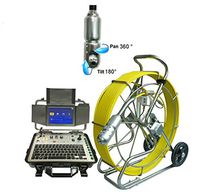 60m push rod snake cable sewer pipe drain pan tilt video inspection camera with skid