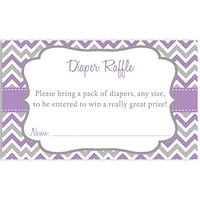 Purple and Gray Chevron Diaper Raffle Tickets, Baby Shower, Girl Baby Shower, Purple, Gray, Grey, Chevron, Stripes, Lilac, Diaper Party, Baby Sprinkle, Raffle Tickets, 24 Pack Printed Diaper Inserts