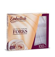 [200 Forks] Embellish Crystal Clear Disposable Heavy Duty Plastic Forks, Ideal For Wedding, Catering, Parties, Buffets, Events, Or Everyday Use,