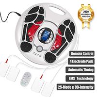 Foot Circulation Massager (FSA or HSA Eligible) EMS Foot Stimulator Device with 4 Electrode Gel Pads for Calf Feet Leg Body Acupuncture Stimulation Massage Therapy Relieve Nerve Pain