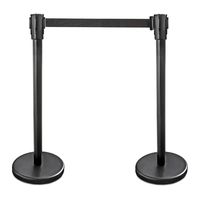New Star Foodservice 54590 Stanchions, 36" Height, 6.5' Retractable Belt, Black Powder Coated (Pack of 2)