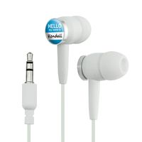 Kendall Hello My Name is Novelty in-Ear Earbud Headphones - White