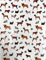 Mistletoe & Holly with Classy Multi Breed Dogs in Winter Attire Christmas Holiday Present Gift Wrapping Paper 2.5' x 12'
