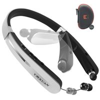 Bluetooth Headphones, YMXuan Wireless Sports Headset Neckband with Foldable and Retractable,Deep Bass Sound, Noise Cancelling Waterproof for Running, 15 Hours Playtime for PC Cellphone