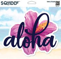 Squiddy Aloha Hibiscus - Vinyl Sticker for Car, Laptop, Notebook (5" Wide)