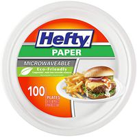 Hefty Paper Large Round Paper Microwavable Disposable Plates - 100Count