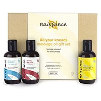 Naissance Aromatherapy Massage Oil Favorites Gift Set - 100% Natural, Therapeutic, Hypoallergenic, Premium Quality Oils - for Sensual, Relaxing, Aches and Pains Massage, Vegan, No GMO
