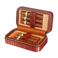 Smoking Set/Cigar Humidors - Cedar Wood Lining Thick Leather with Humidifier Travel Portable Cigarette Box Can Hold 6 Cigar Leather Box Cigar Humidors Seal Men's Gift Box