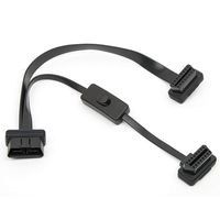 BestTeam OBD2 OBDii Cord 16 pin Male to Female Splitter Diagnostic Extension Cable with Power Switch to Avoid Battery Drain 2ft (1 to 2 with Switch)