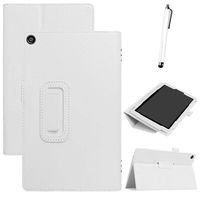 All-New Folio Case Amazon Fire HD 8 Tablet (Compatible with 7th and 8th Generation Tablets, 2017 and 2018 Releases) - Slim Fit Premium Vegan Leather Standing Protective Cover, White