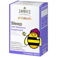 Zarbee's Naturals Children's Sleep Chewable Tablet with Melatonin, Natural Grape Flavor, 30 Chewable Tablets