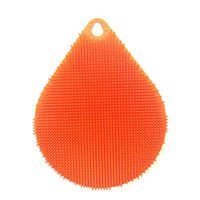 Gessppo Mutil Color 1pcs Silicone Dish Washing Sponge Scrubber Kitchen Cleaning Antibacterial Tool (Orange)
