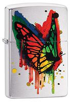 Zippo Rainbow Butterfly Pocket Lighter, Brushed Chrome