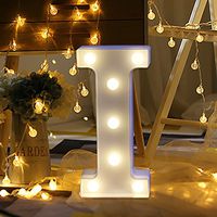 QIUUE 26 Letters LED Lights - Alphabet LED Letter Lights Light Up White Plastic Letters Standing Hanging A-N (I)