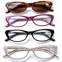 4 Pack Women Vintage Cat Eye Blue Light Filter Computer Reading Glasses Spring Hinge with Leopard Print Sun Readers UV400 Protection, 1.0
