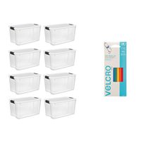 Sterilite 70 Quart Storage (8 Pack) Bundled with VELCRO Brand Wire & Cable Ties