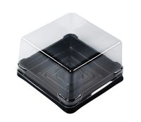 Hewnda 50 Pack of Clear plastic mini cake box muffins box cookies cookies muffins dome box wedding birthday gift box (3" square black)