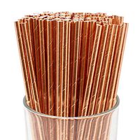 Just Artifacts 100pcs Premium Biodegradable Solid Paper Straws (Solid, Metallic Rose Gold)