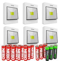 6 Pack Nebo Flipit Contemperory 240 Lumen COB LED Room/Closet/shed Light 6558 with 3 X EdisonBright AAA Alkaline Batteries Bundle