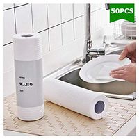 RINKOUa 1 Roll Disposable Nonstick Oil Dish Cloth Kitchen Dishcloths Microfiber Scrubbing Dish Rags Pure White Absorbent Dish Cleaning Towels - for Kitchen and House, Wiping Window and Car (White)