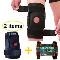 BodyMoves Kid's Hinged Knee Brace Support Plus Hot and Cold Ice Pack (Sporty Black)