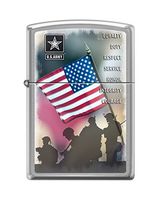 Zippo US Army Flag Waving Brushed Chrome Pocket Lighter
