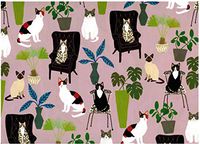 Roger la Borde Cat Palais Reversible Rolled Gift Wrapping Paper 2 Sheets 19.5 in x 27.5 in