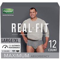 Depend Real Fit Incontinence Underwear for Men with Maximum Absorbency, Large/X-Large, 12 ct (Pack of 4)