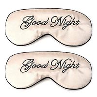 PAFUWEI 2 Pcs Mulberry Silk Sleep Eye Mask & Blindfold with Elastic Strap/Headband Super Soft Sleeping Eyeshade Comfortable Deep Rest Eye Cover for Travel, Shift Work & Meditation, Beige
