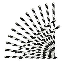 Vonty 144pcs Paper Drinking Straws Biodegradable Drink Straws Bulk Black and White Striped Straws for Party Supplies, Birthday, Wedding (7.8 Inches Long)