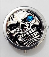 BlackKey Cool Skull 3-Compartment Decorative Pocket Gift Box Case Organizer for Pill, Color 1 -778