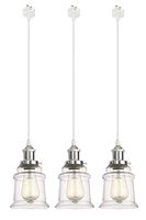 Kiven Juno Lighting 3 Pack J- Series Track Lighting Kitchen Pendant Light - Clear Glass Shade Industrial Hanging Lamp (Overall Heigth Approximately 47.24 Inches)