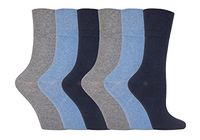 Gentle Grip - 6 Pairs of Ladies Diabetic Socks - 5-9 us (Blue)