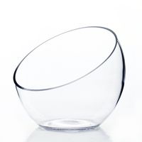 WGV Slant Cut Bowl Glass Vase, Width 7", Height 6", Clear Terrarium, Candy Dish, Fruit Jar, Floral Container for Wedding Party Event, Home Office Decor, 1 Piece